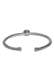 Current Boutique-David Yurman - Sterling Silver Twisted Bangle w/ Deep Red Gem