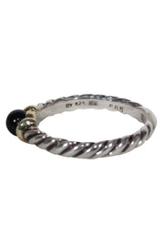 Current Boutique-David Yurman - Sterling Silver Twisted Ring w/ Onyx Gem Sz 7