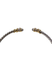 Current Boutique-David Yurman - Twisted Silver & 18K Gold Bangle Bracelet w/ Diamonds