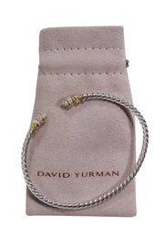 Current Boutique-David Yurman - Twisted Silver & 18K Gold Bangle Bracelet w/ Diamonds