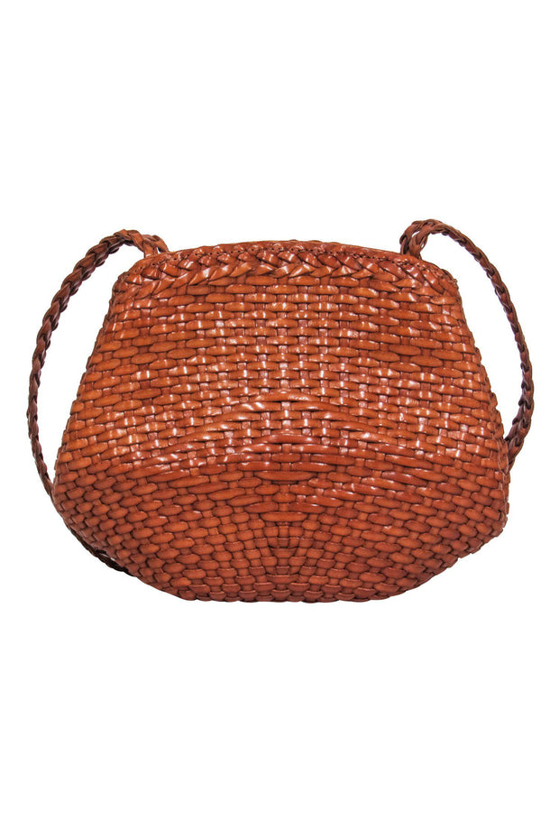 Current Boutique-De Vecchi - Brown Basket Weave Leather Crossbody Bag