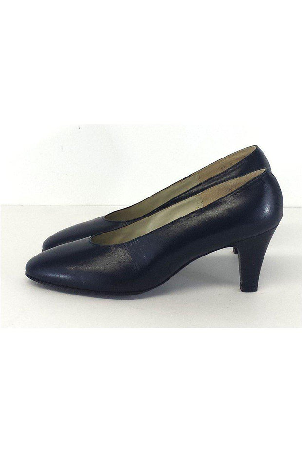 Current Boutique-Delman - Navy Leather Pointed Toe Heels Sz 5.5