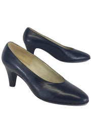 Current Boutique-Delman - Navy Leather Pointed Toe Heels Sz 5.5