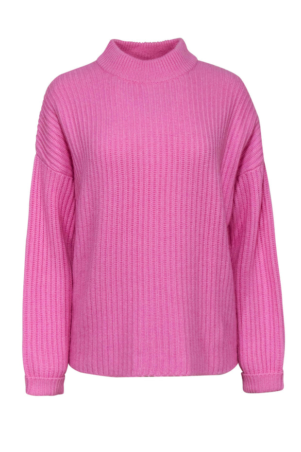 Current Boutique-Demylee - Pink Knit Mock Turtleneck Cashmere Sweater Sz M