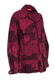 Current Boutique-Denimist - Maroon Camouflage & Leopard Print Button-Up Jacket Sz M