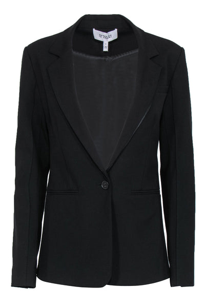 Current Boutique-Derek Lam 10 Crosby - Black Cotton Blend Notch Lapel Blazer Sz 10