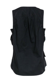 Current Boutique-Derek Lam 10 Crosby - Black Cotton High-Low Tank w/ Tie Front Sz 10