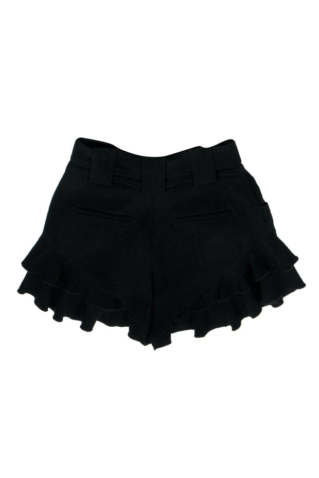 Current Boutique-Derek Lam 10 Crosby - Black Ruffle Belted Shorts Sz 2