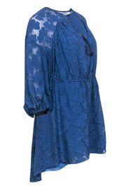 Current Boutique-Derek Lam 10 Crosby - Blue Textured Long Sleeve Shift Dress w/ Tassels Sz 00