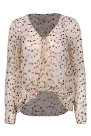 Current Boutique-Derek Lam 10 Crosby - Cream, Pink & Olive Floral Print Silk Blouse Sz 0