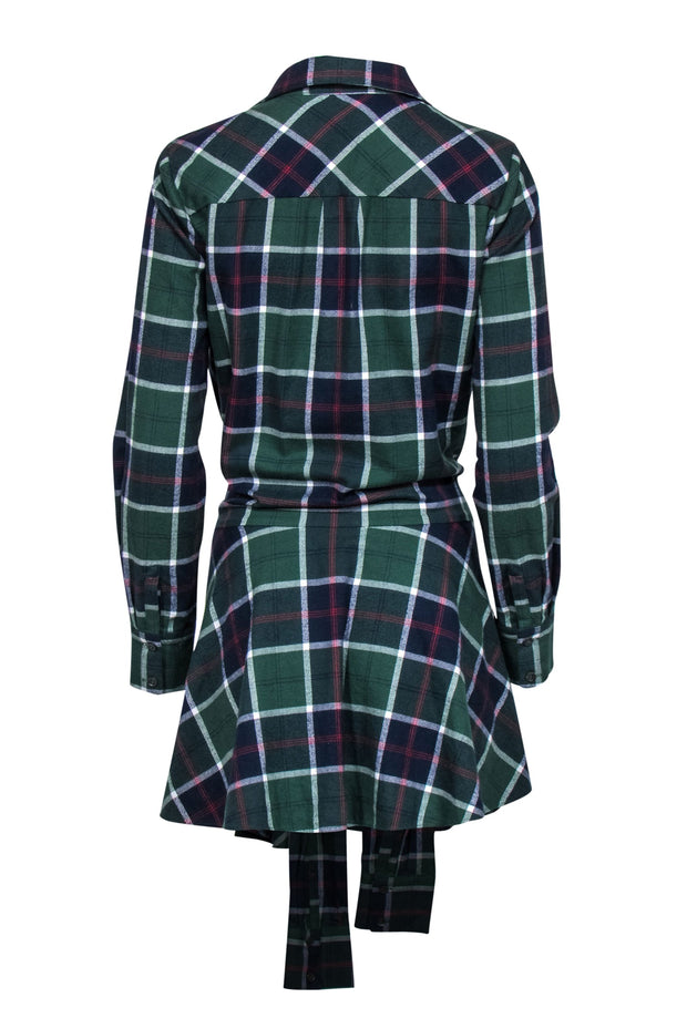 Current Boutique-Derek Lam 10 Crosby - Green, Red, Navy & White Plaid Drop Waist Dress w/ Front Tie Sz 4