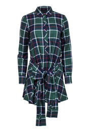 Current Boutique-Derek Lam 10 Crosby - Green, Red, Navy & White Plaid Drop Waist Dress w/ Front Tie Sz 4