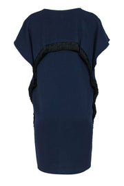 Current Boutique-Derek Lam 10 Crosby - Navy Cap Sleeve Sheath Dress w/ Fringe Trim Sz 8