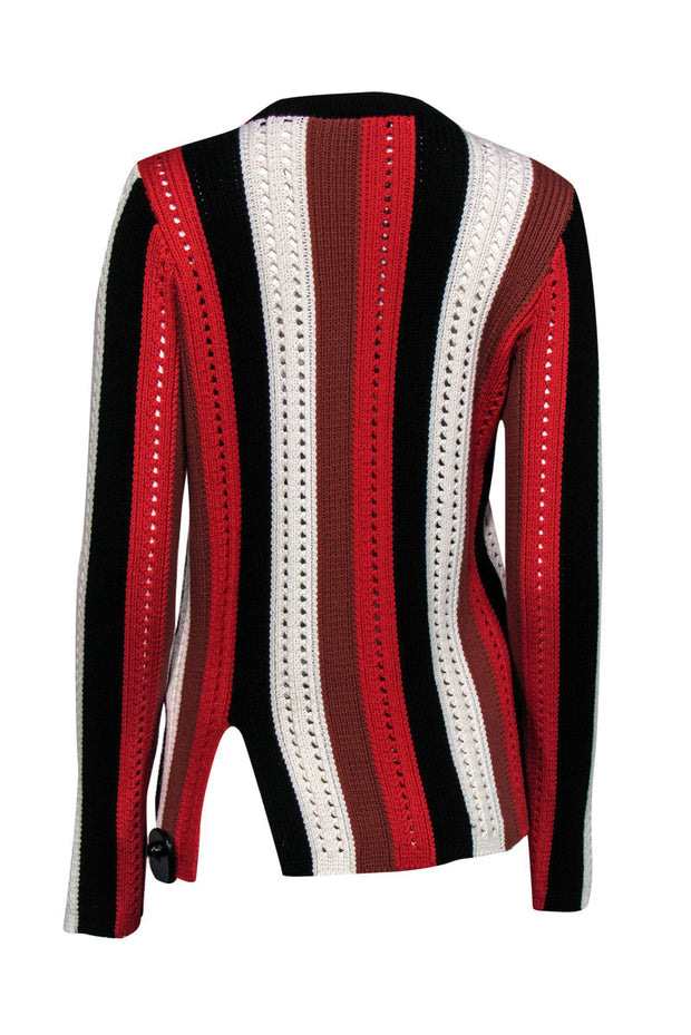 Current Boutique-Derek Lam 10 Crosby - Red, Navy, Brown & White Striped Knitted Sweater Sz S