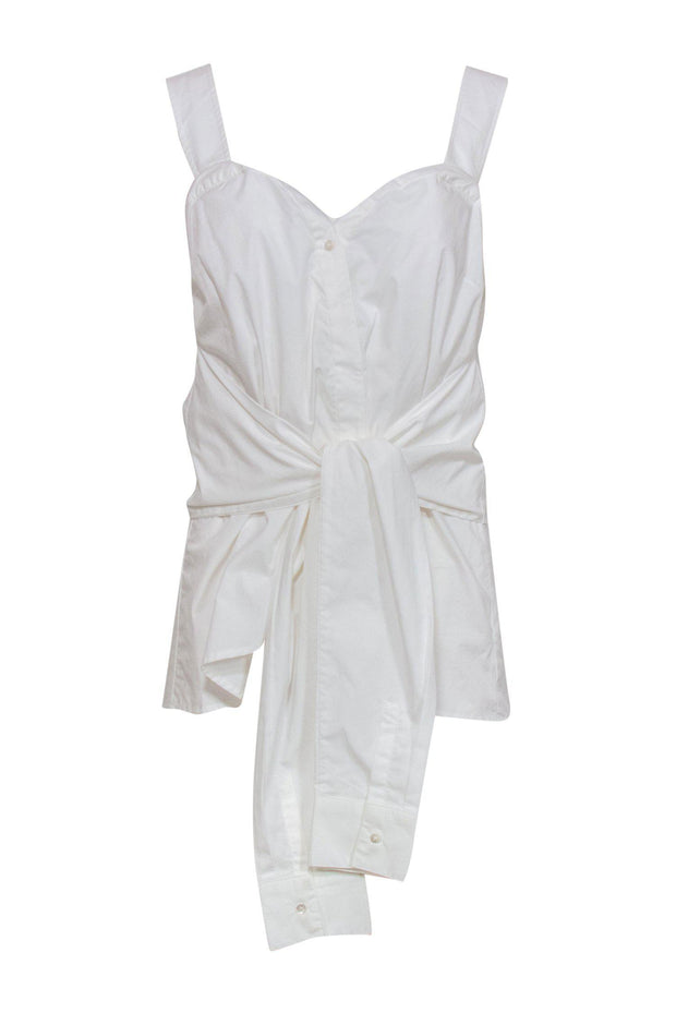 Current Boutique-Derek Lam 10 Crosby - White Cotton Button Front Tie Waist Top Sz 10