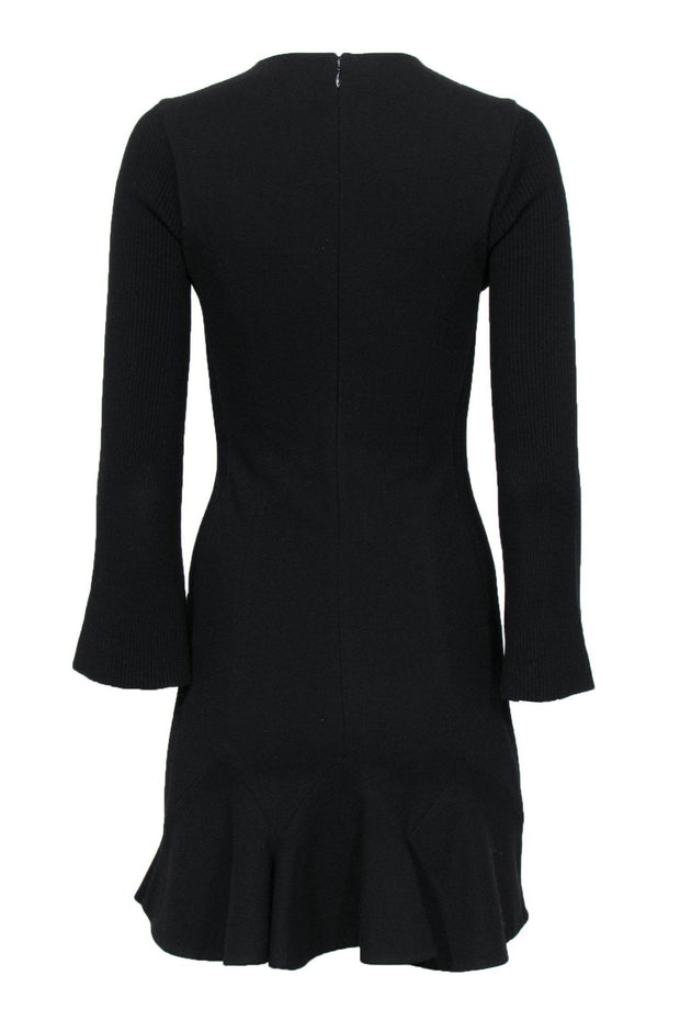 Current Boutique-Derek Lam - Black Bell Sleeve Dress w/ Ribbed Knit Accents Sz 0