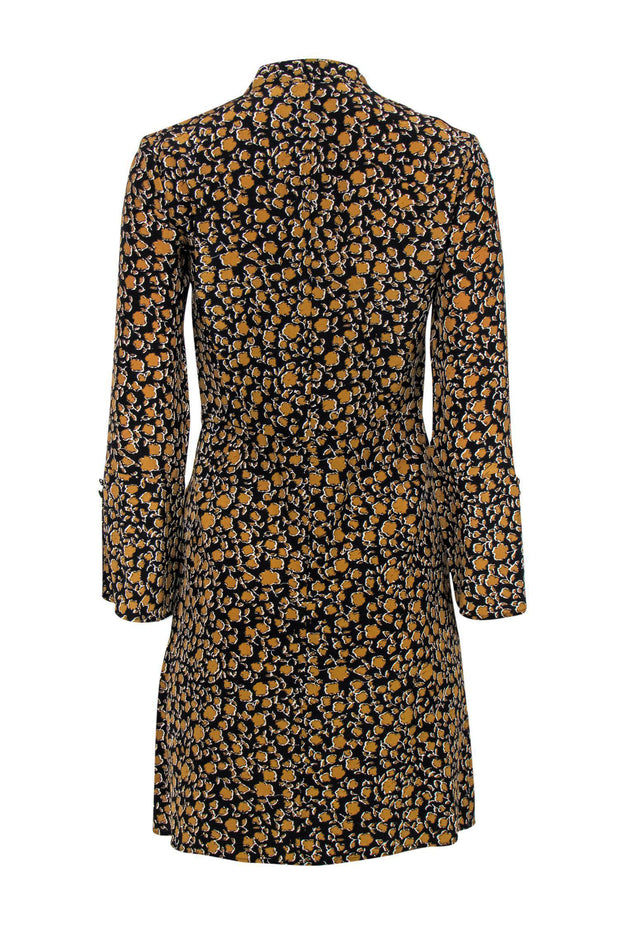 Current Boutique-Derek Lam - Black & Gold Abstract Floral Print Dress Sz 4