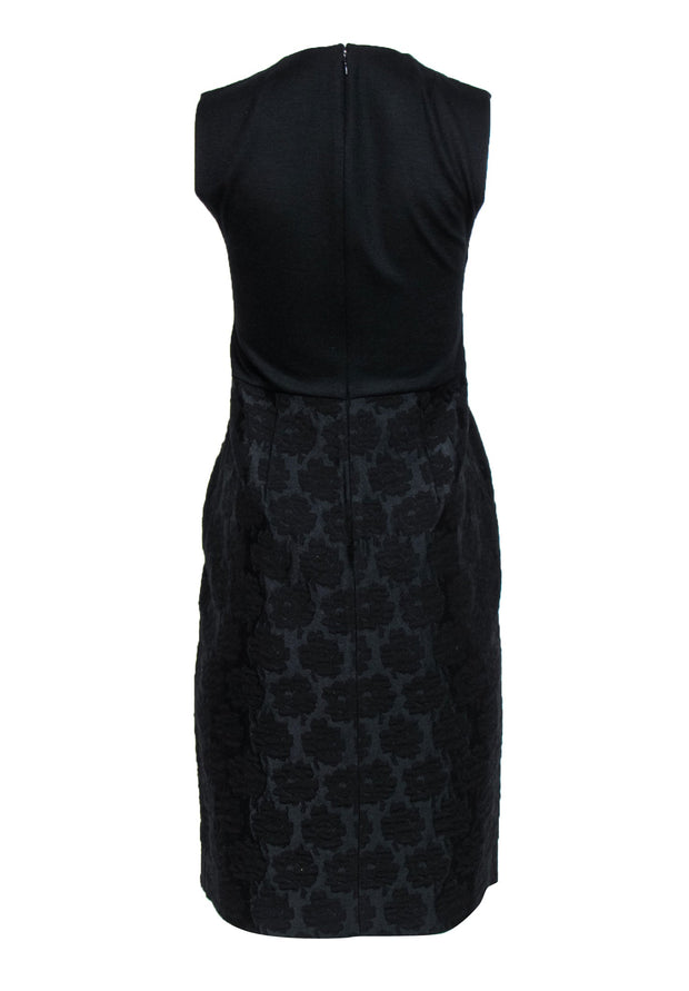 Current Boutique-Derek Lam - Black Jacquard Floral Textured Sheath Dress Sz 6