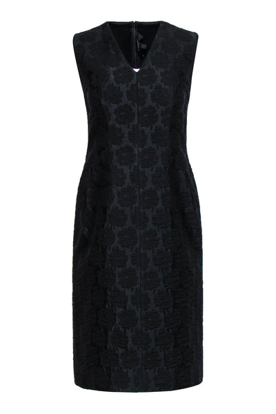 Current Boutique-Derek Lam - Black Jacquard Floral Textured Sheath Dress Sz 6