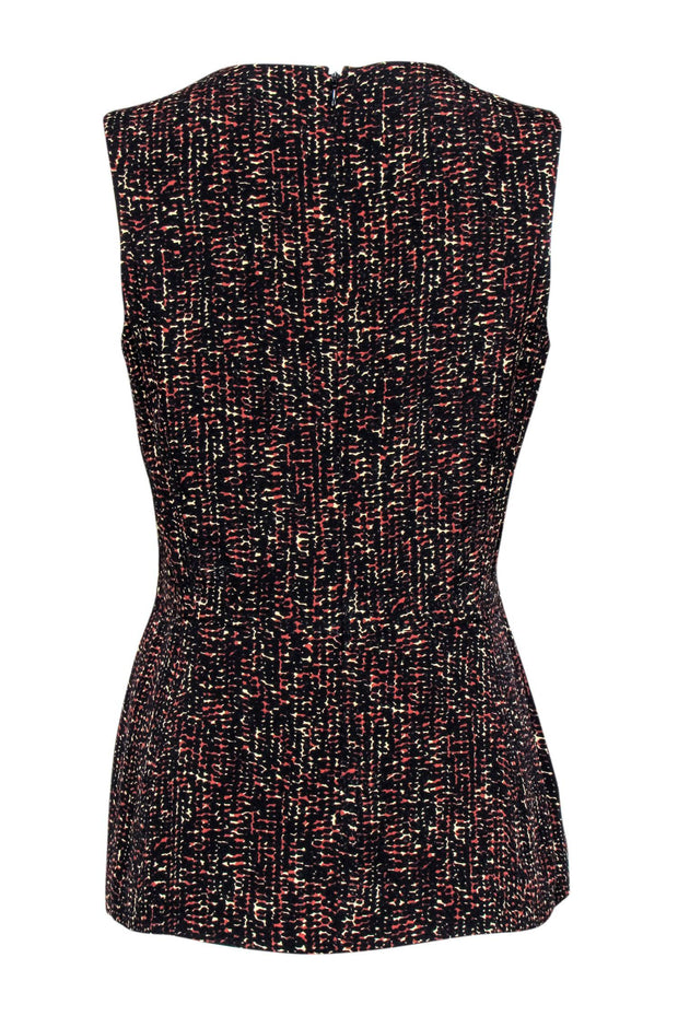 Current Boutique-Derek Lam - Black & Rust Speckled Print Peplum Sleeveless Top Sz 6