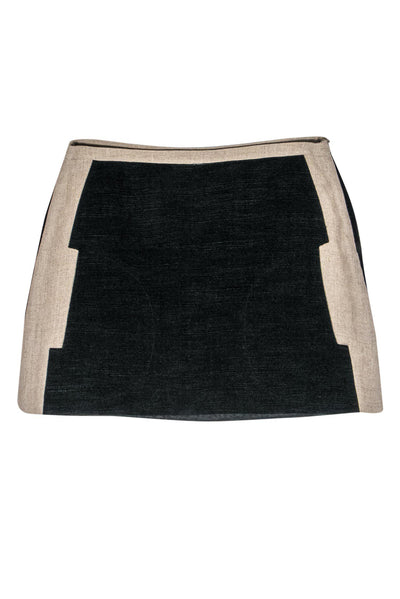 Current Boutique-Derek Lam - Black & Tan Cotton Blend Miniskirt Sz 4