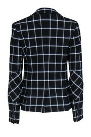 Current Boutique-Derek Lam - Black, White & Blue Plaid Single Breasted Blazer Sz 4