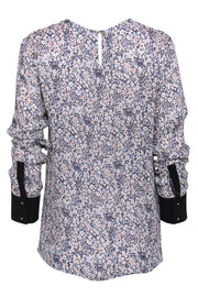 Current Boutique-Derek Lam - Blue & Ivory Floral Silk Window Pane Blouse Sz 6