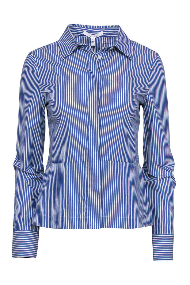 Current Boutique-Derek Lam - Blue Striped Cotton Striped Lace-Up Back Sz 6