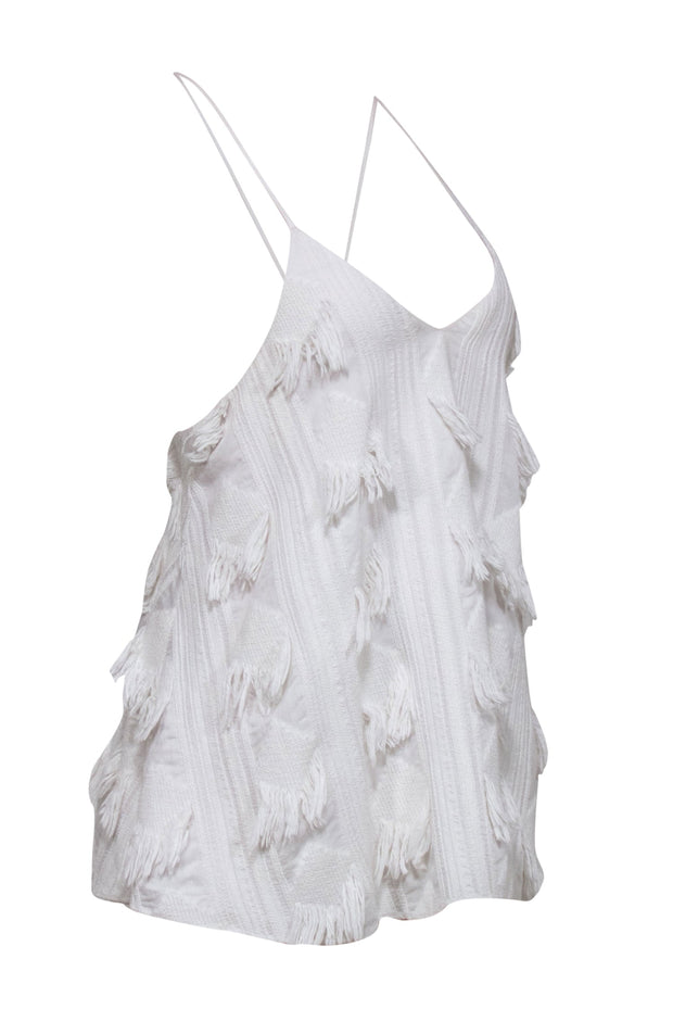 Current Boutique-Derek Lam - White Tank Top w/ Fringe Embellishment Sz 4