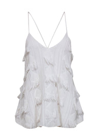 Current Boutique-Derek Lam - White Tank Top w/ Fringe Embellishment Sz 4