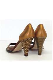 Current Boutique-Devi Kroell - Bronze Metallic Leather Textured Heels Sz 9