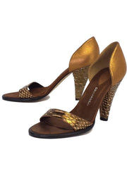 Current Boutique-Devi Kroell - Bronze Metallic Leather Textured Heels Sz 9