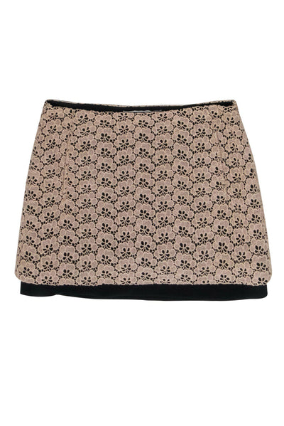 Current Boutique-Diane von Furstenberg - Beige Floral Lace Miniskirt Sz 2