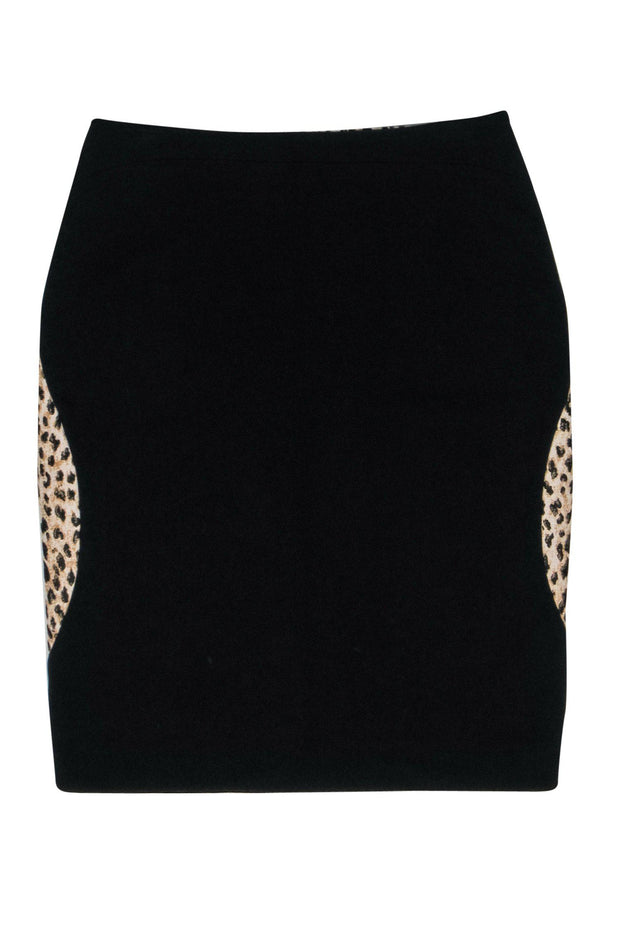 Current Boutique-Diane von Furstenberg - Beige Leopard Print Pencil Skirt w/ Black Back Sz 8