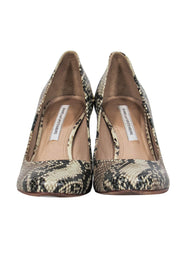 Current Boutique-Diane von Furstenberg - Beige Snakeskin Pumps w/ Gold Trim Sz 8