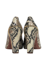 Current Boutique-Diane von Furstenberg - Beige Snakeskin Pumps w/ Gold Trim Sz 8