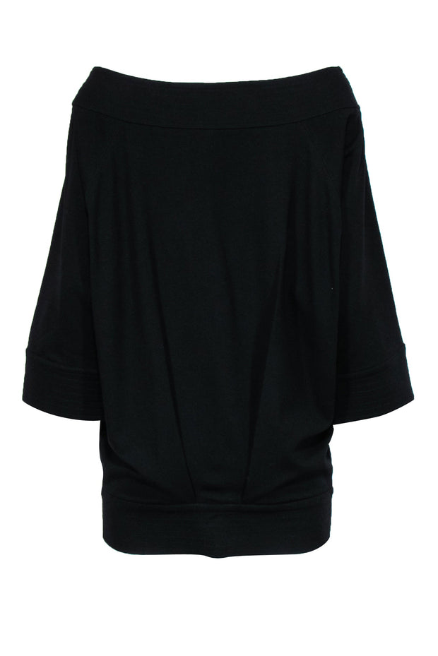 Current Boutique-Diane von Furstenberg - Black Batwing Scoop Neck Tunic w/ Pouch Pocket Sz 4