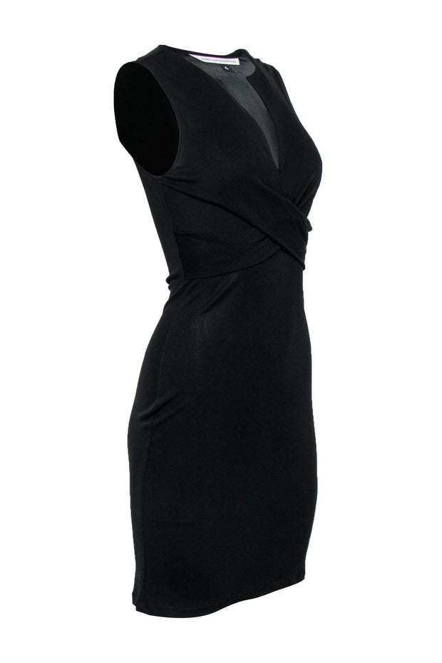 Current Boutique-Diane von Furstenberg - Black Draped Cross Bodice Dress Sz 4