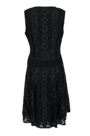 Current Boutique-Diane von Furstenberg - Black Eyelet Floral Lace Cotton Blend Dress Sz 10