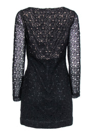 Current Boutique-Diane von Furstenberg - Black Eyelet Lace Overlay Long Sleeve Dress Sz 6