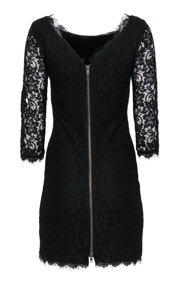 Current Boutique-Diane von Furstenberg - Black Floral Lace "Zarita" Bodycon Dress Sz 6