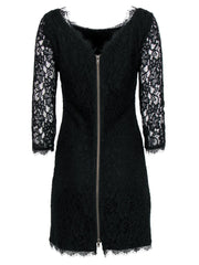 Current Boutique-Diane von Furstenberg - Black Floral Lace "Zarita" Bodycon Dress Sz 8