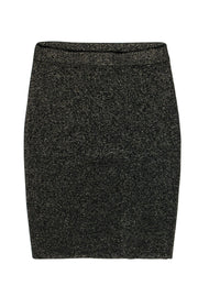 Current Boutique-Diane von Furstenberg - Black & Gold Sparkly Wool Blend Knit Pencil Skirt Sz M