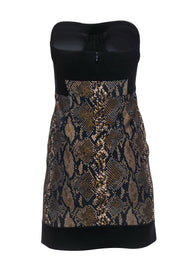 Current Boutique-Diane von Furstenberg - Black & Green Snakeskin Strapless Bodycon Sz 2