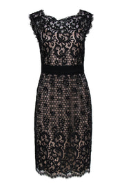 Current Boutique-Diane von Furstenberg - Black Lace & Contrasting Slip Sheath Dress Sz 6