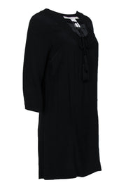 Current Boutique-Diane von Furstenberg - Black Long Sleeve "Parlian" Shift Dress w/ Tassels Sz 2