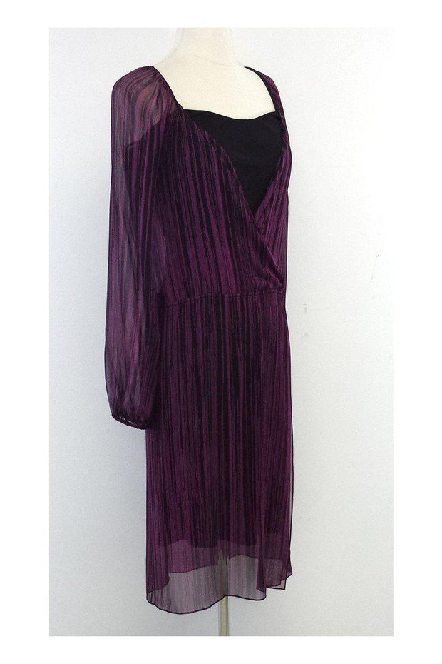 Current Boutique-Diane von Furstenberg - Black & Magenta Print Silk Dress Sz 2