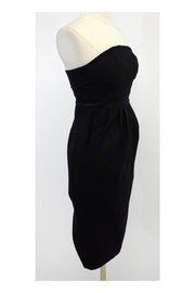 Current Boutique-Diane von Furstenberg - Black Metallic Wool Strapless Dress Sz 2