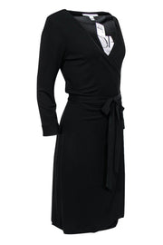 Current Boutique-Diane von Furstenberg - Black Quarter Sleeve Wrap Dress Sz 12