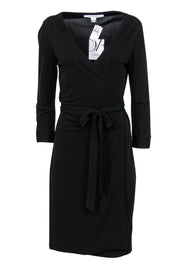 Current Boutique-Diane von Furstenberg - Black Quarter Sleeve Wrap Dress Sz 12